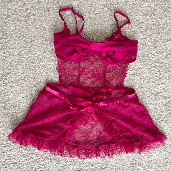 Victorias Secret Pink Lace Lingerie Size Large - Picture 2 of 4
